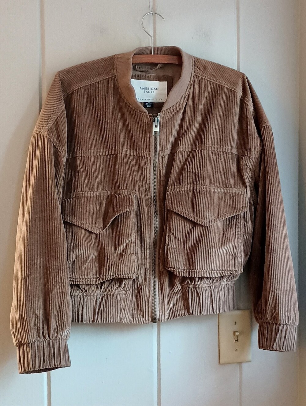 American Eagle Brown Corduroy Bomber Jacket